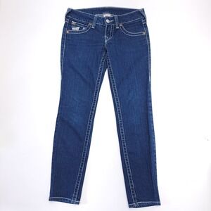 True Religion Jeans Womens 28 (28X28) Blue Julie Embroidered Flap Button Pockets